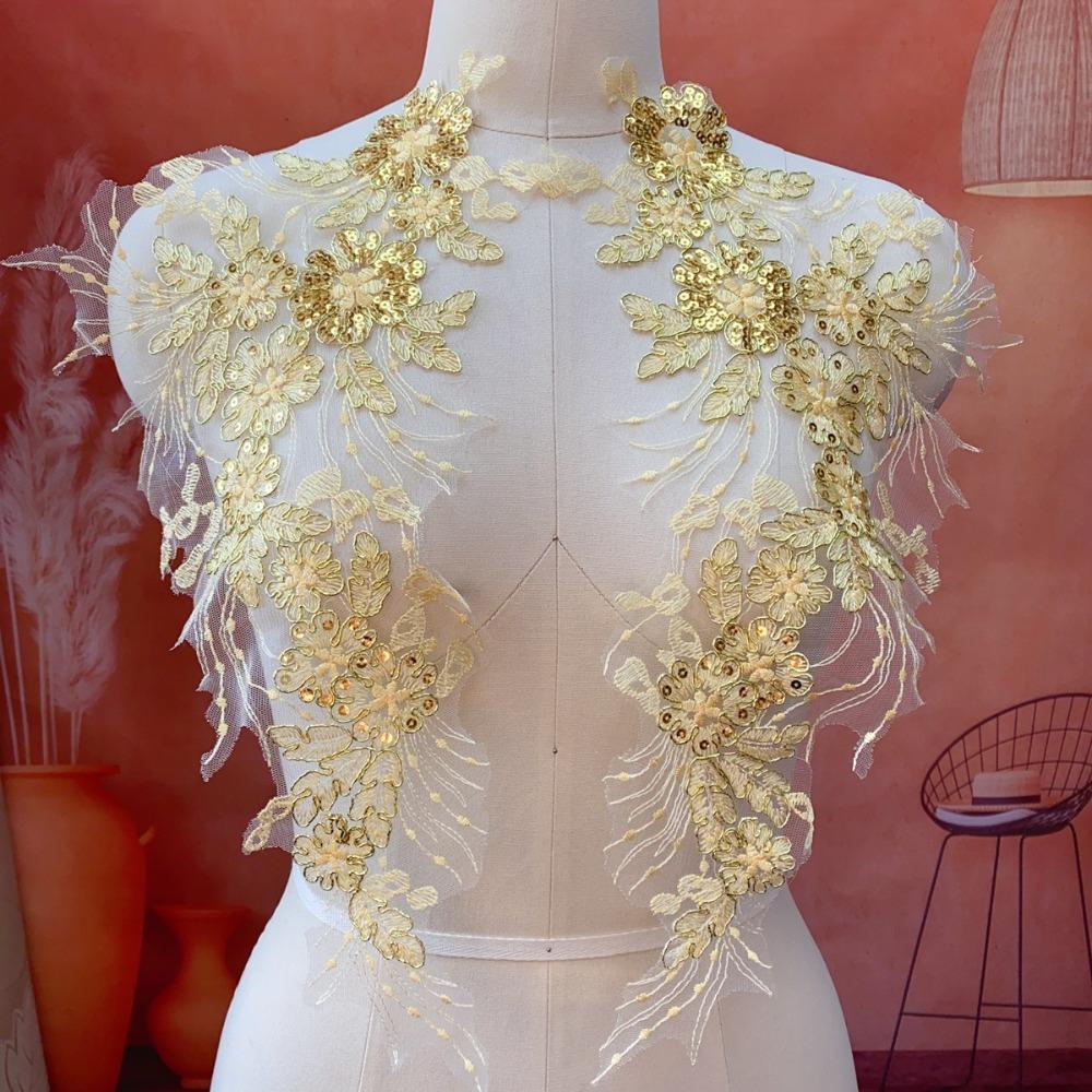 Polyester Embroidery Flower Patch Embroidery Garment Ornament Chest Decor Patch Wedding Gown Decor