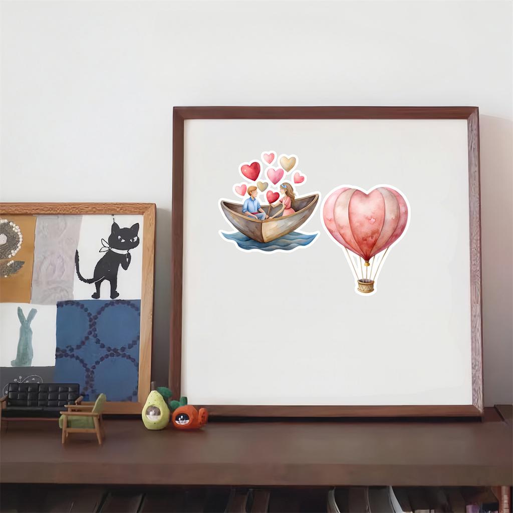 20pcs Cute Watercolor Valentine's Day Flower Heart Stickers DIY Scrapbook Diary Decoration Album Stationery vintage journal