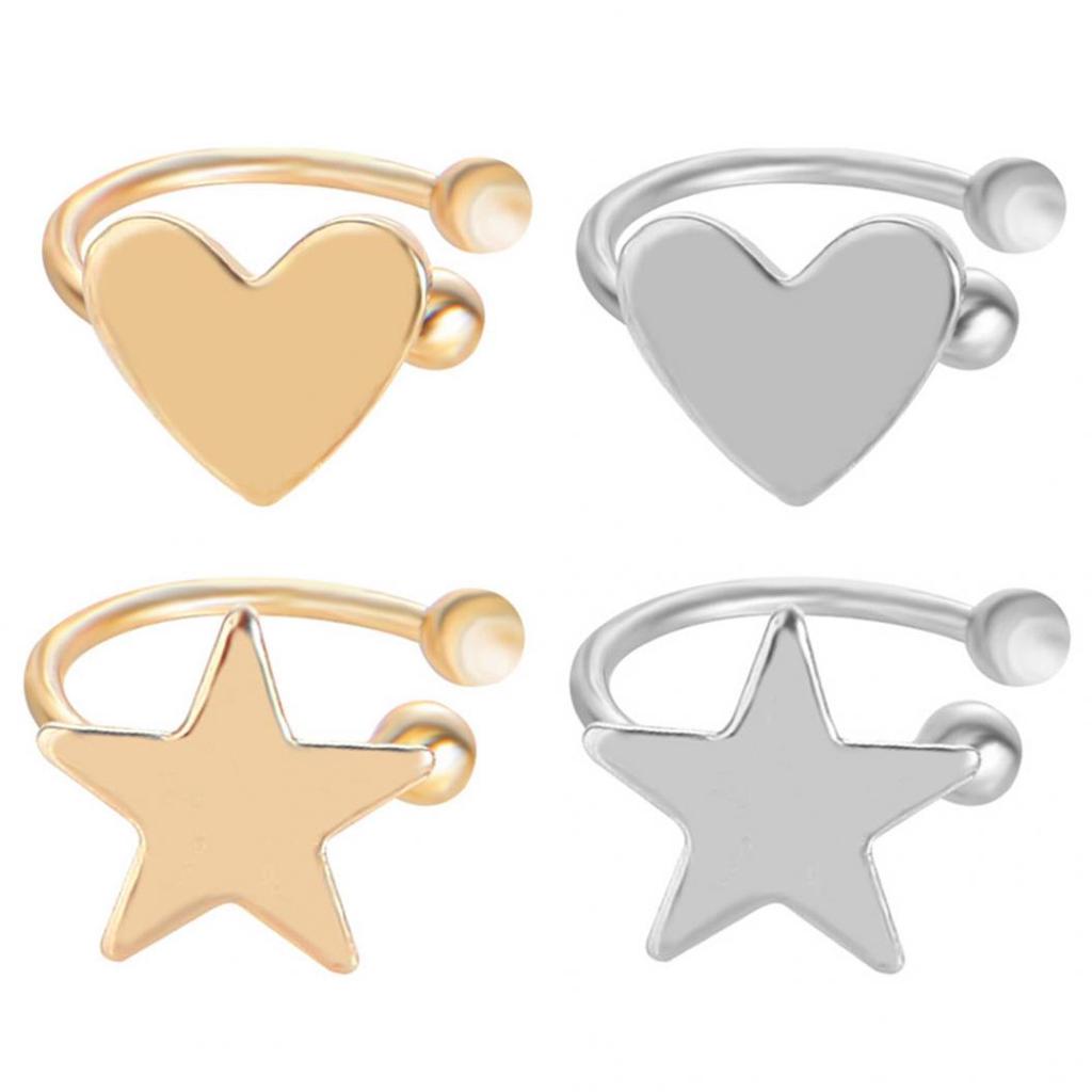 Клипса на ухо в виде полукольца с треугольником, сердечком или звездой