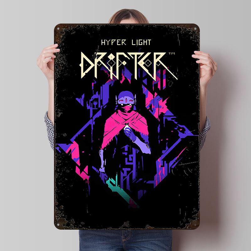 Hyper Light Drifter Game Art Printed Poster Customized Wall Art Retro Vintage Metal Tin Signs for Room Bedroom Decoration Gaming