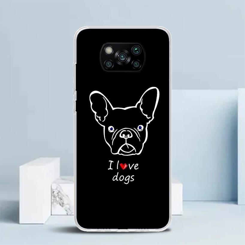 Черно-белый чехол для телефона с французским бульдогом для Xiaomi Poco F7 Ultra X5 X6 X7 Pro M7 Redmi 15C 15 13C 13 12C 12 10C 10 10A 9 9C 9A 9T