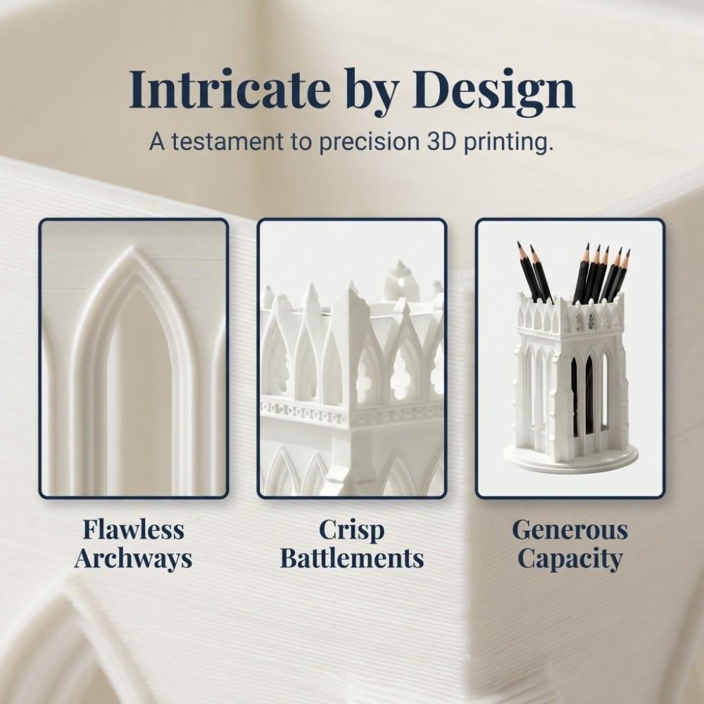 Delicate Gothic Church-Style Pen Holder Vintage Desktop Ornament Dressing Tables