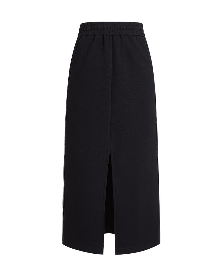 Mid to long split hip skirt for spring, small and contrasting color, versatile commuting A-line skirt, half cut skirt