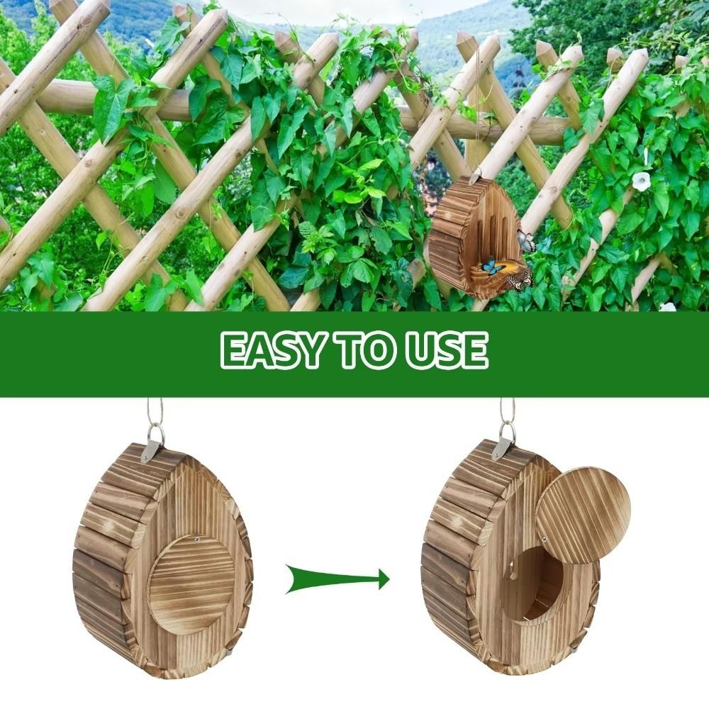 Hanging Design Wood Bee House Wood Material Bee Nesting Box New Moth Habitat Garden
