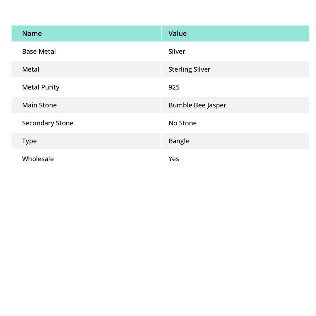 Драгоценный камень Яшма Шмель Серебро 925 пробы Манжета Браслет Регулируемый