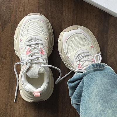 Модная женская обувь «папины кроссовки» Коллекция весна/лето 2024 Сетчатые, на толстой подошве, увеличивающие рост, повседневные, универсальные спортивные туфли