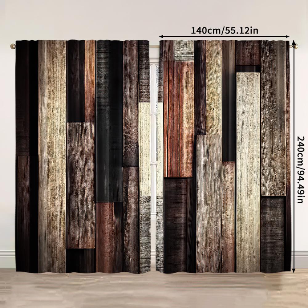 2 шт.   весенне-летние Занавески полоскирустикальвинтаждерево Светофильтрующие полупрозрачные Занавески Полиэстер Тканый Наружные Украшения