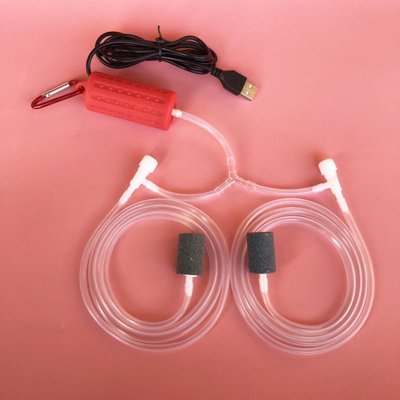 Бытовой мини кислородный насос с двойным распылителем, бесшумный, с USB зарядкой, воздушный насос для аквариума, аквариума для рыбок