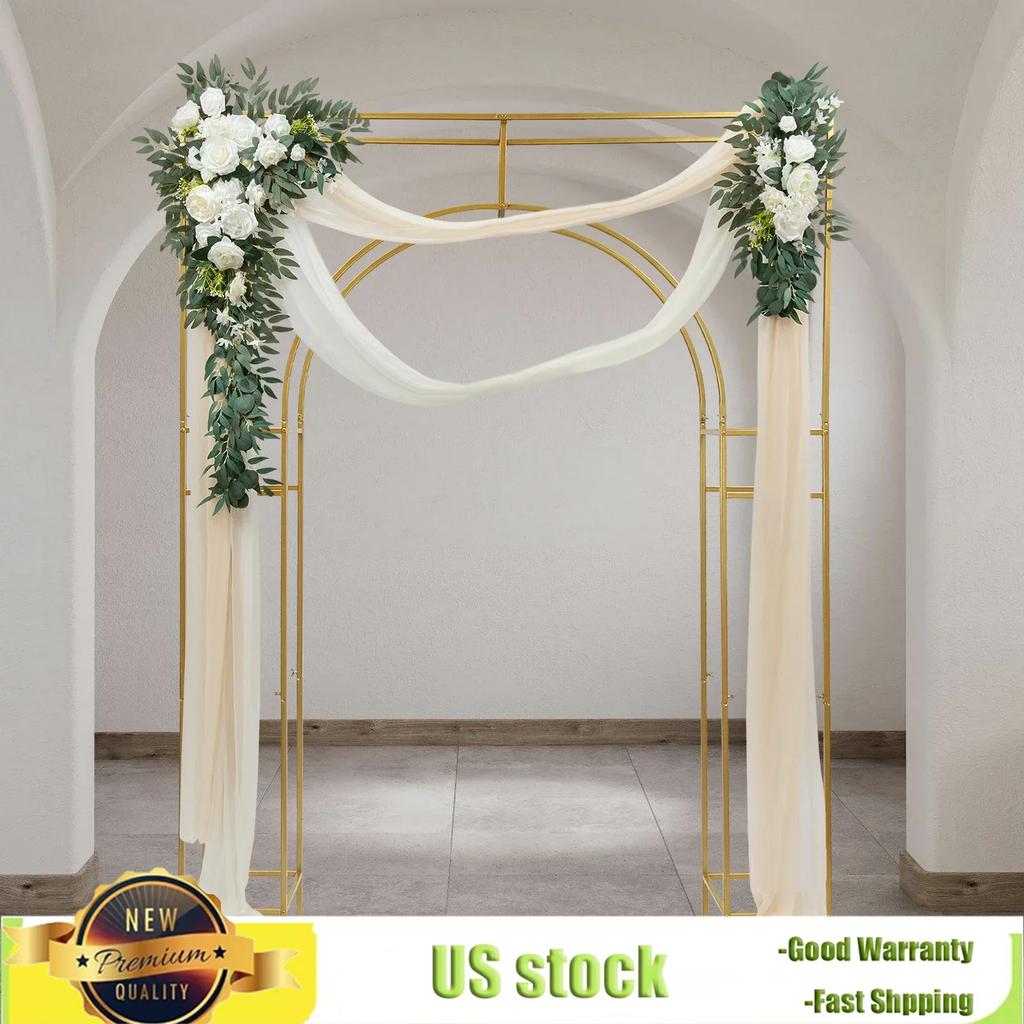 Metal Balloon Arch Bracket, 7.9ft Photography Background Prop, Double-frame Party DIY Decor Rack,Garden Plant Art Climbing Frame