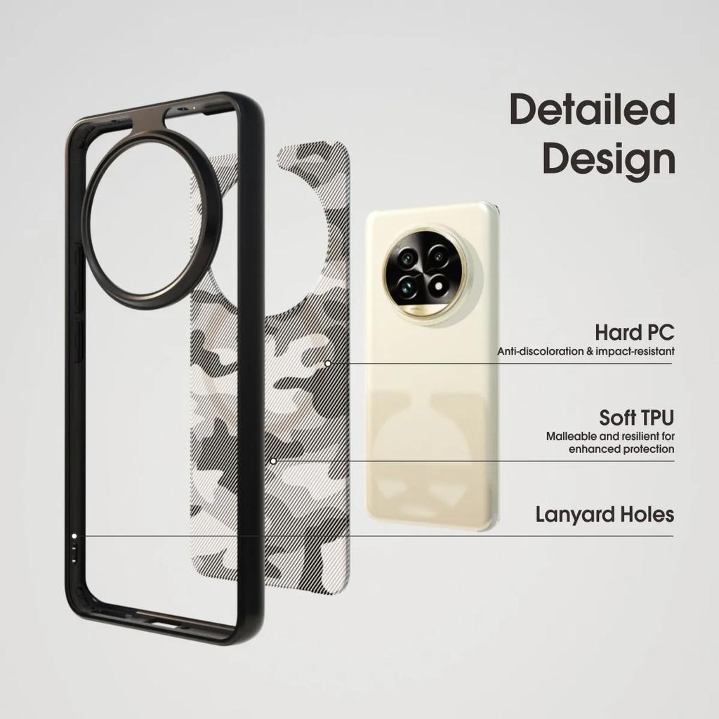 (Comes with wrist strap)IBMRS for Realme 13 Pro+ 5g Case,camo Clear transparent phone protection shell