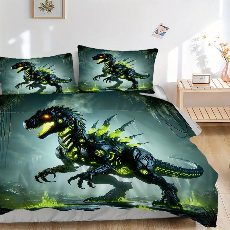 3 шт. комплект постельного белья DinoBot Кибердинозавр Включает 1 одеяло + 2 наволочки, Без подушек, Мягкий, удобный,a0909091