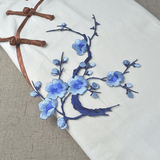 Cherry Blossom Iron-On Patch Blossom Plum Applique Patch Embroidered Flower Vines DIY Trim for Jeans Garment Women Clothing Jacket Backpack