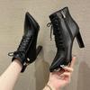 Fashion Pointed Toe Ankle Boots for Women Black Zip Booties Studded Sale Boot Large Size Warm New Rock Hot Footwear In Woman Short Shoes