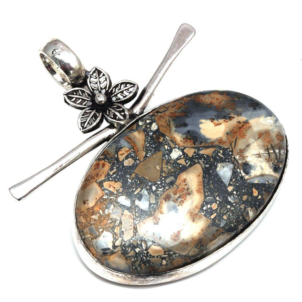 Подвеска Malinga Jasper Gemstone Подарок на День Матери Серебряное Украшение 1.75"