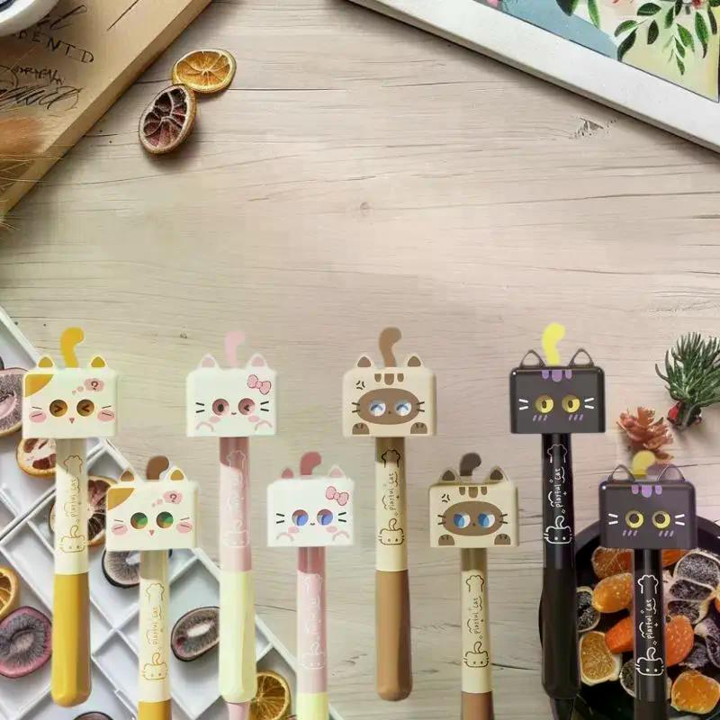 1/4 шт. Милый Кот Гелевая Ручка 0,5 мм Черные Чернила Гладкая Шариковая Ручка Снятие Стресса Быстросохнущая Нейтральная Ручка Школа Офис