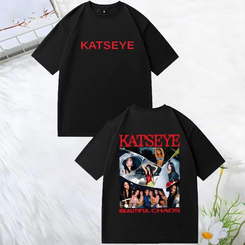 Модные Футболки KATSEYE The Beautiful Chaos с Принтом Мужские Женские Винтажная Одежда Высококачественная Футболка Хлопок Короткий Рукав