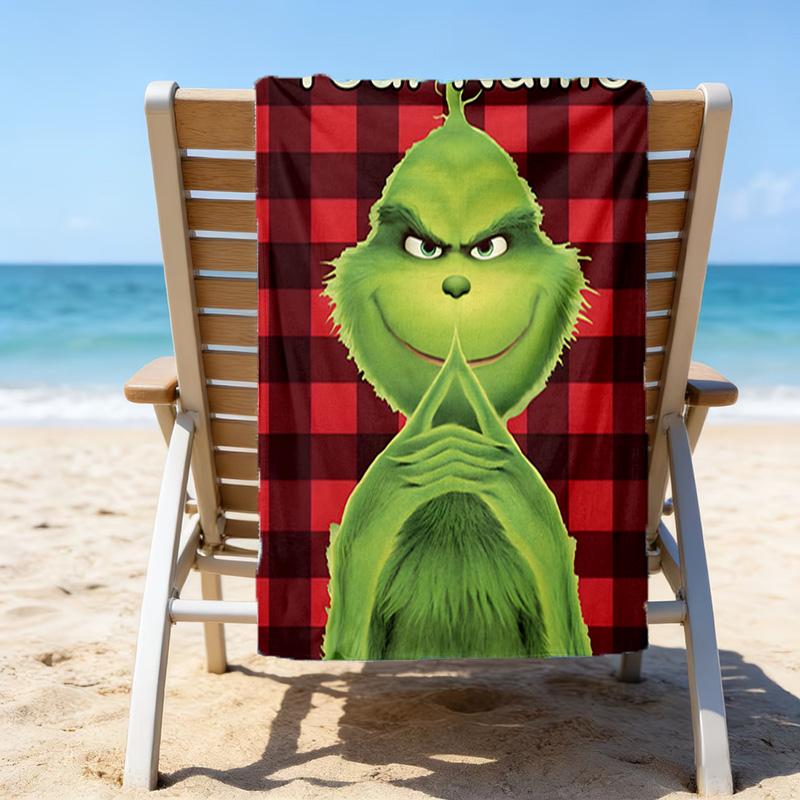 1pc Crunch Christmas2 Beach Towel with Custom Name, Beach/Swimming/Bath/Picnic/Camping Towel, Suitable for Seaside Beaches