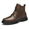 Ретро мужские ботинки новые модные удобные осенне-зимние плюшевые теплые высокие кожаные ботинки брендовые классические черные туфли со шнуровкой среднего берца
