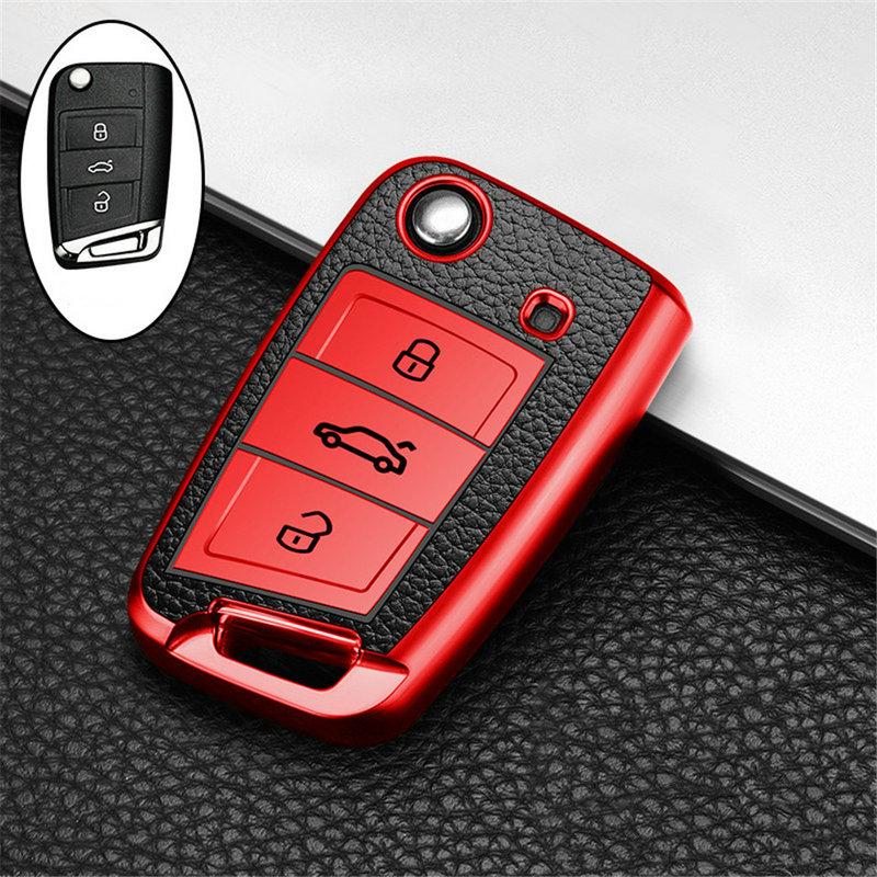 ABS Чехол для ключа автомобиля из углеродного волокна для VW Volkswagen Golf 7 MK7 Tiguan MK2 для SEAT Ateca Leon FR 2 Ibiza для Skoda Octavia