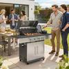 4+1 Burner Gas BBQ Grill, Portable Gas Barbecue Grill with Side Burner, Warming Rack, Side Shelf, Storage Cabinet