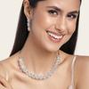 Rhodium Plated CZ Ossum Octagonal Necklace Set for Women