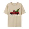 Crafty Merry Christmas Tree On Red Plaid Pickup T-Shirt Men Round-Neck Camisas Casual Tshirt Soft Cotton Fit Tee