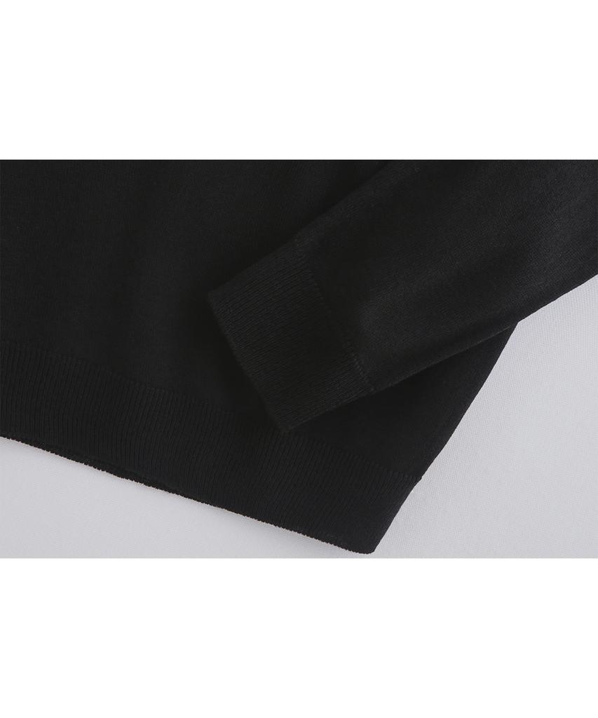 ASHOUR Gold Button Round Knit Black