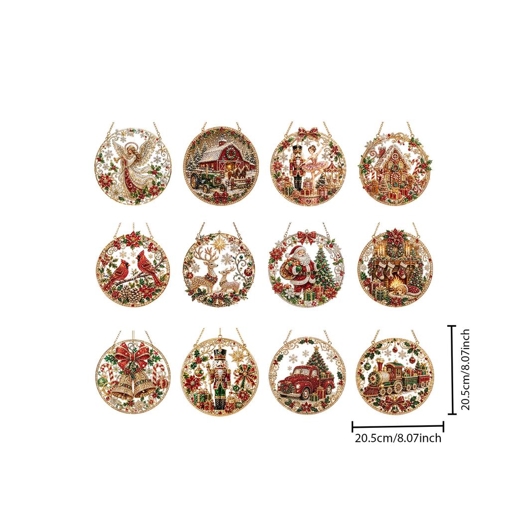 Christmas Pearl Diamond Art Ornaments Set Fashionable and Creative Round DIY Home Christmas Atmosphere Art Ornaments