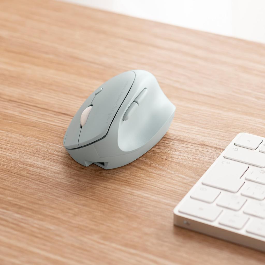 Sanwa поставляет беспроводную тихую маленькую эргономичную мышь 5 (Перезаряжаемый, Кнопочный, Синий) MA-EWBS522BL