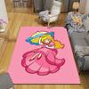 Peach Flannel Printed Carpet, Home Sofa Decoration for Living Room & Bedroom, Non‑Slip Play Flannel Floor Mat for Game Room