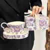 OLOEY Purple Iris Ceramic Portable Coffee Cup Set