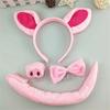 Kit for Adults Kids Costume Accessories Headband Pig Ears Nose Tail Pink Pig Fancy Dress Bow Tie