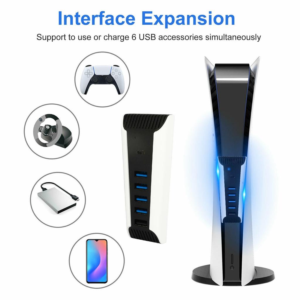 USB C Hub, USB Hub 5 в 1, высокоскоростной адаптер расширения с портами USB3.0 Type C для консоли PS5, поддержка 4 портов вывода данных USB