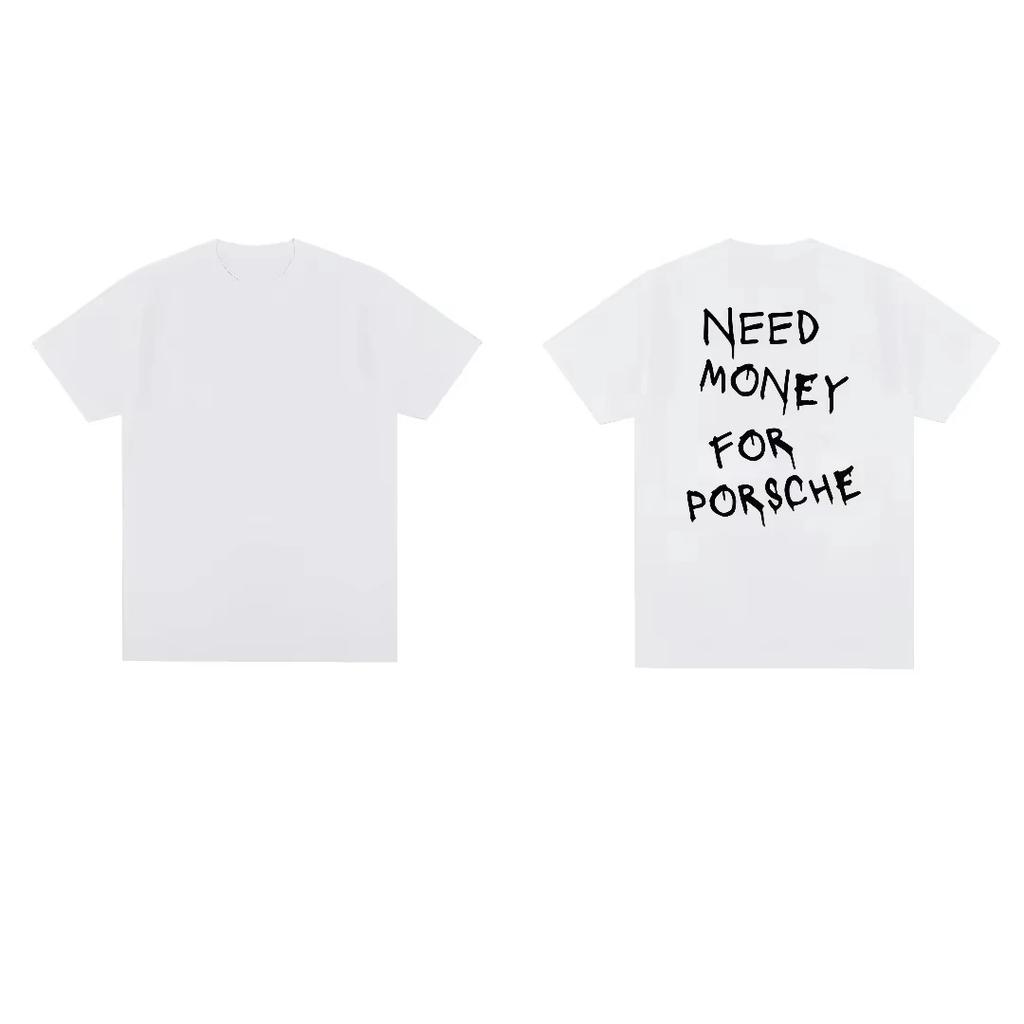 2025 Мужские футболки Новые Модные Нужны Деньги для Porsc Принт Футболка Легкая Роскошь Повседневная Свободная Хлопок Хип-хоп Y2K Топы