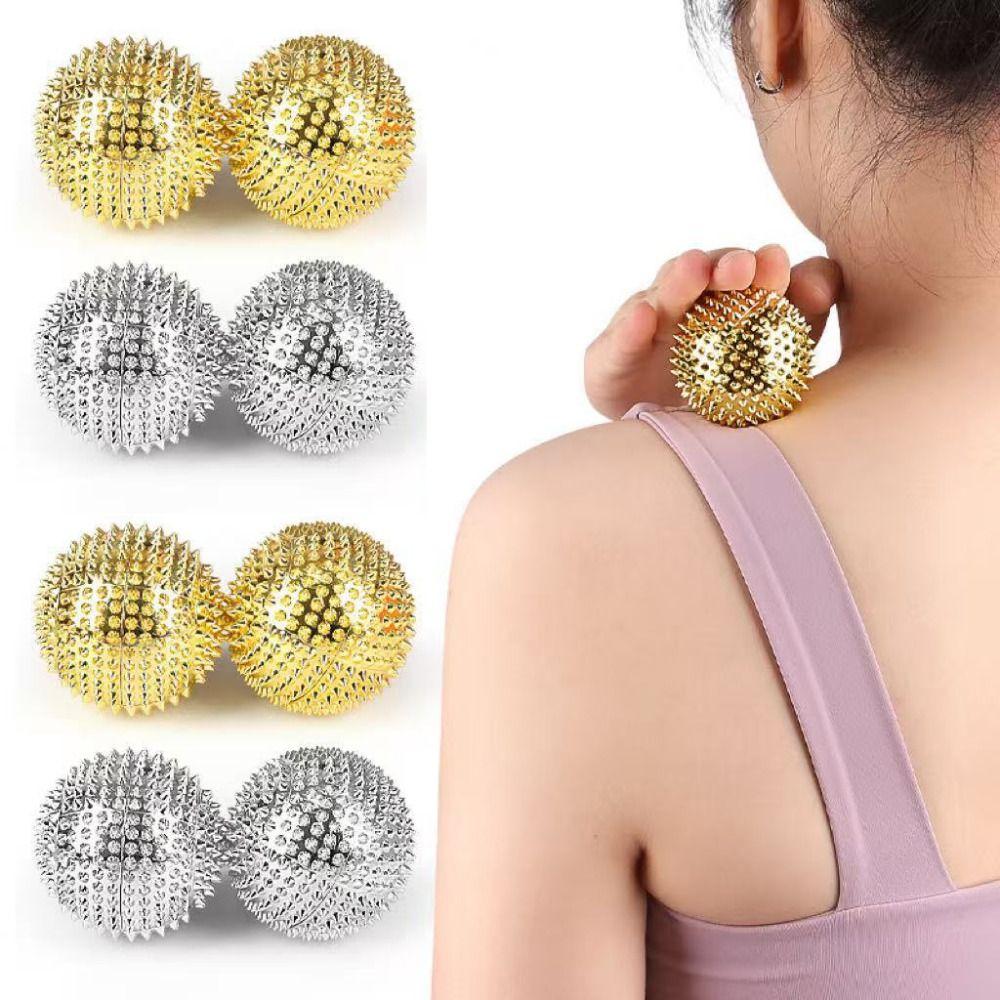 2Pcs Spiky Surface Spiky Hand Roller Built-in Magnet Fitness Therapy Ball Acupoint Health Care