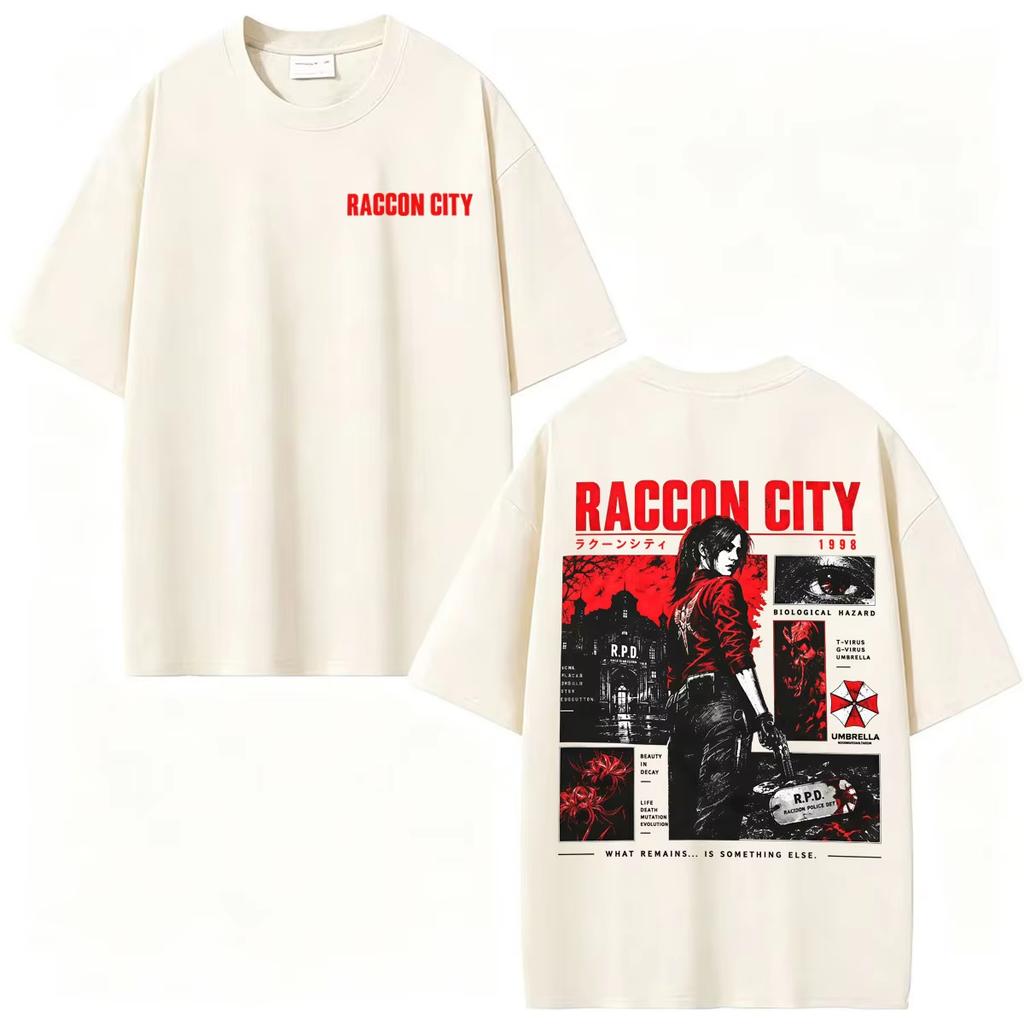 Resident Evil Requiem Raccoon City Claire Merch T Shirt Men Women Vintage Top Hip Hop Streetwear Oversized T-shirt Style Short Sleeve Tee Shirt