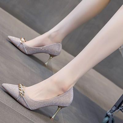 Модные туфли-лодочки на высоком каблуке с острым носком и пайетками для женщин, обувь для невесты на свадьбу, тренд 2025 года, самая последняя мода, элегантные туфли-лодочки для платья, акция