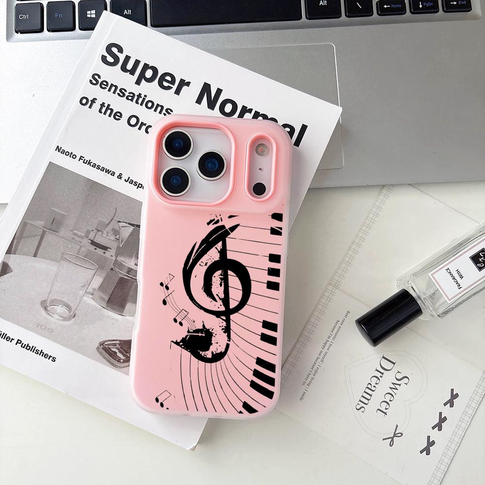 INS Trendy Musical Notes Phone Case For iPhone 17 16 15 14 13 12 11 Pro Max Plus Mini Case Clear Jelly Shockproof Soft Cover