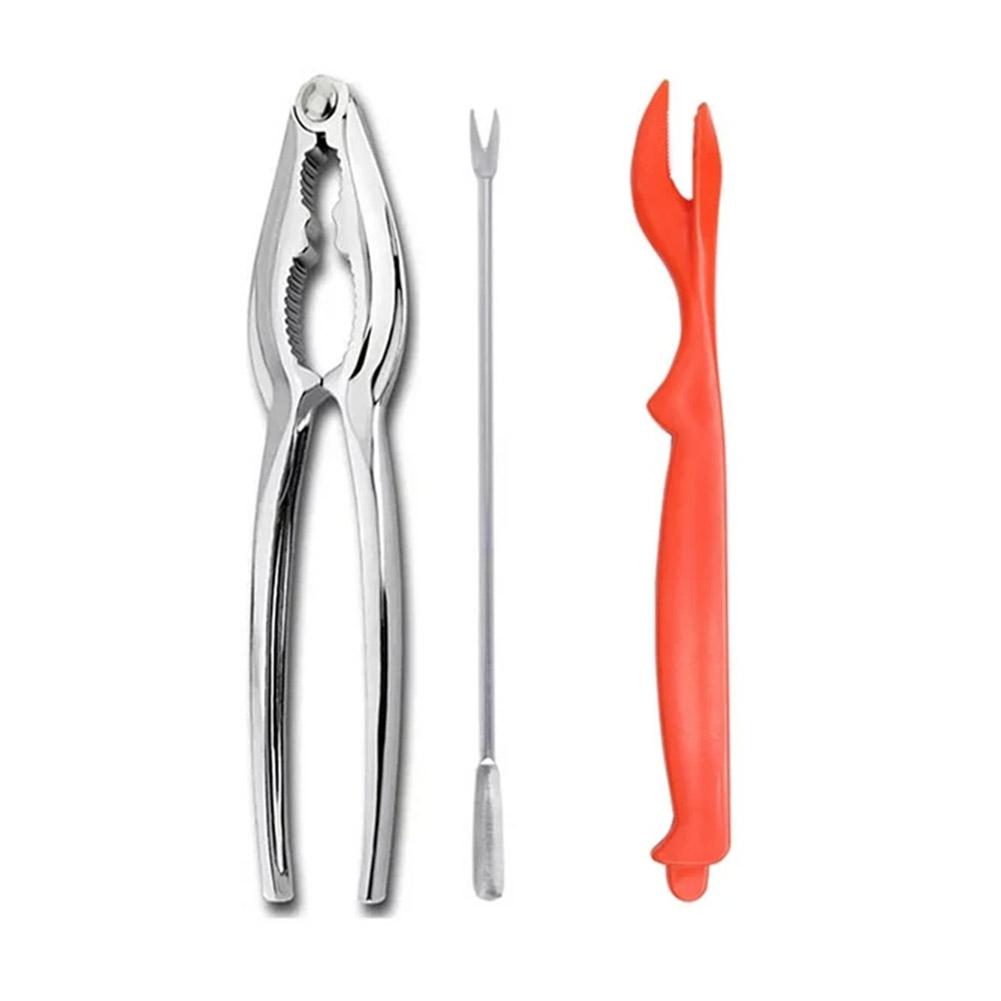Crab Eating Tools 3pcs Zinc Alloy Nut Pliers Multifunctional Walnut Crab Clamp Cooking Tweezers Crazy For Kitchen Tool