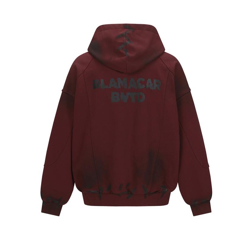 Mens Oversized Hoodie With Graffiti Print Washed Distressed Streetwear Sweatshirt Cotton Blend Fall Apparel