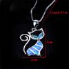 Exquisite Women Fashion Chain Cat Pendant Earrings Jewelry Opal Necklace
