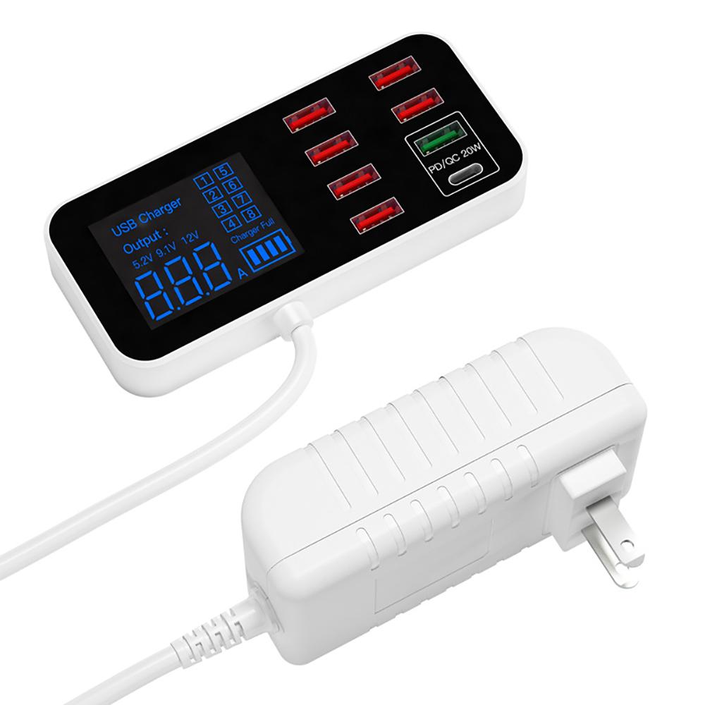 40W Multi 8 Port Type C USB Fast Charger Quick Charge QC 3.0 PD Charging Station