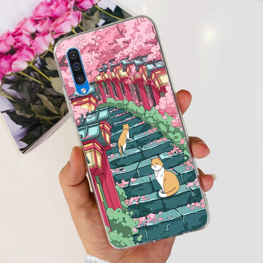 For Cover Samsung Galaxy A50 Phone Case Luxury Marble Flower Transparent Soft Bumper For Samsung A50S A30S A307F A507F A 50 Capa
