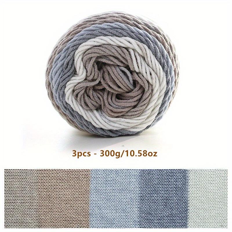 Набор из 3 мотков по 300 г/10,58 унции Мягкая и прочная многоцветная пряжа с градиентным окрашиванием из смеси хлопка и акрила для вязания свитеров, шарфов