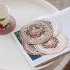 Round Embroidered Style Placemat Heat Resistant Bowls Coffee Cups Coaster For Dining Table Anti-Skid Tea Cup Pads Table Decor