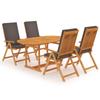 Day and Night - Day and Night Garden Dining Set 5 Pieces Solid Teak and Gray Cushions