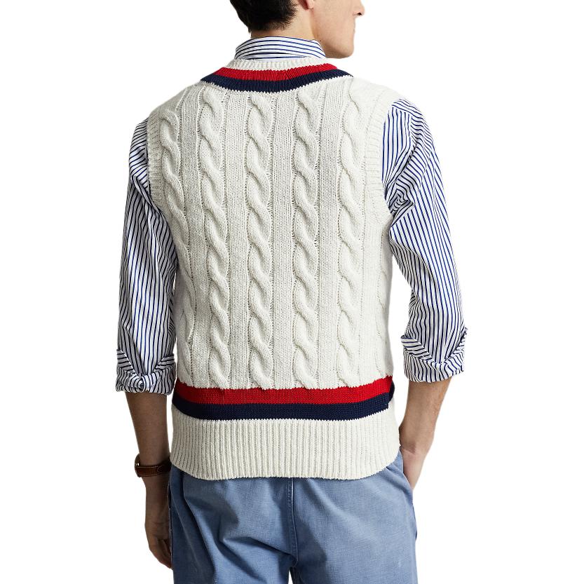Polo Ralph Lauren SS24 Griffin Pattern Striped V-Neck Pullover жилет для мужчин жилеты Washed-White MNPOSWE1CM20100-100
