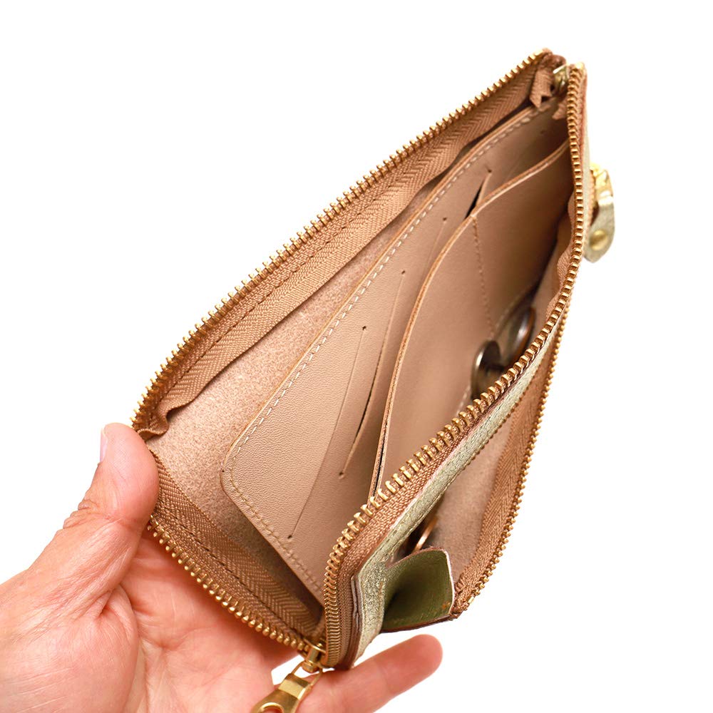 AGILITY Affa Long Wallet Zipper Gold Gold Silver Silver Slit 10 Pieces Compact Vertical Leather Genuine Leather "Alinier" L-shaped