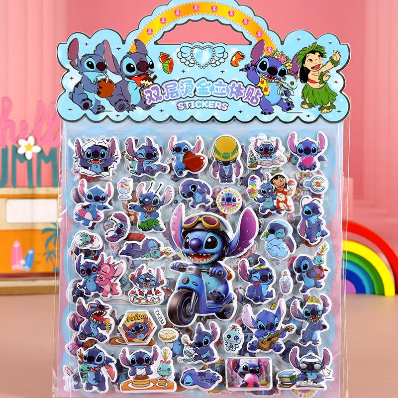 Hot Children's cartoon stickers, Sanlio dress up, double-layer hot stamping, three-dimensional bubble decoration stickers gifts