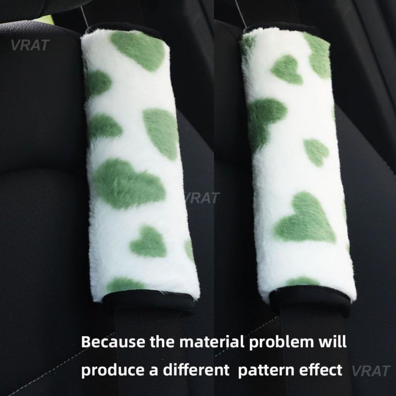 Car Cushion For Adults Youth Kids Breathable Universal Love Rabbit Fur Auto Interior Accessories Seat Belt Guard Safety Belt Pad